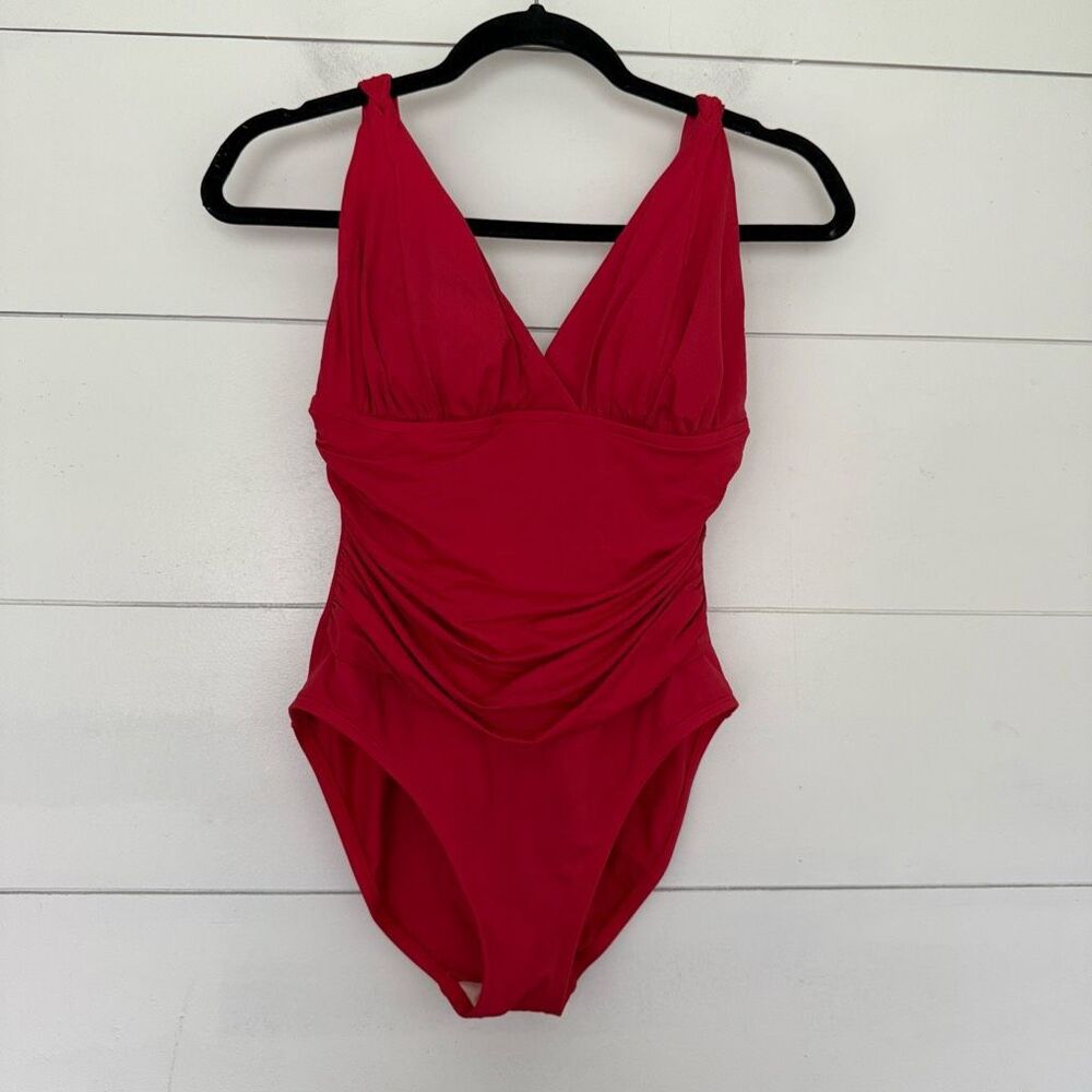 La Blanca Women’s 8 Red Swimsuit One Piece Beach Pool Ocean